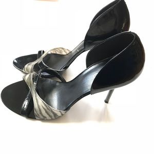 ALDO Patent Leather Black Animal Print Sandal Pump